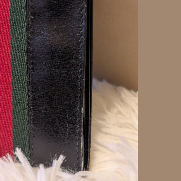 Gucci, Vintage Long Bifold Wallet, Black Leather with Iconic Stripe - Picture 8 of 16